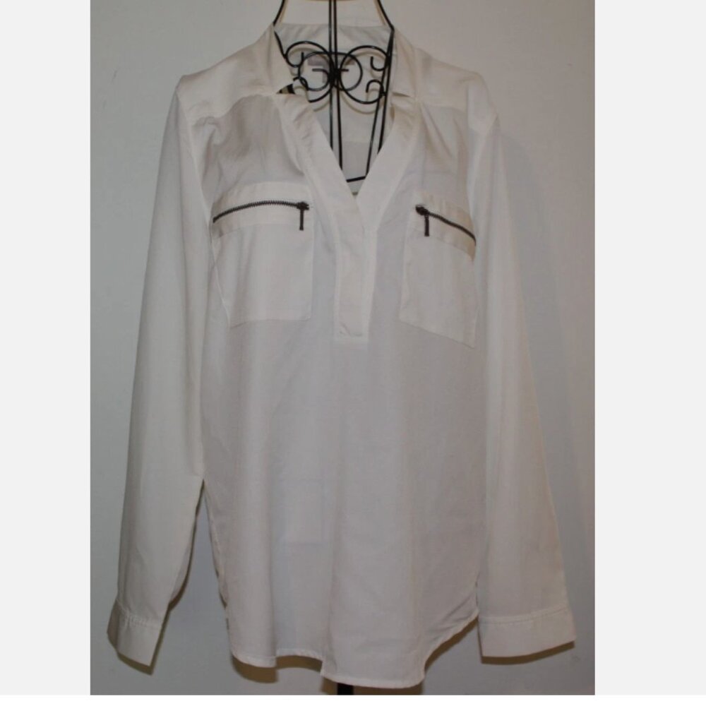 Banana Republic Off White Blouse Shirt Pullover Top M Long Sleeve Oversize